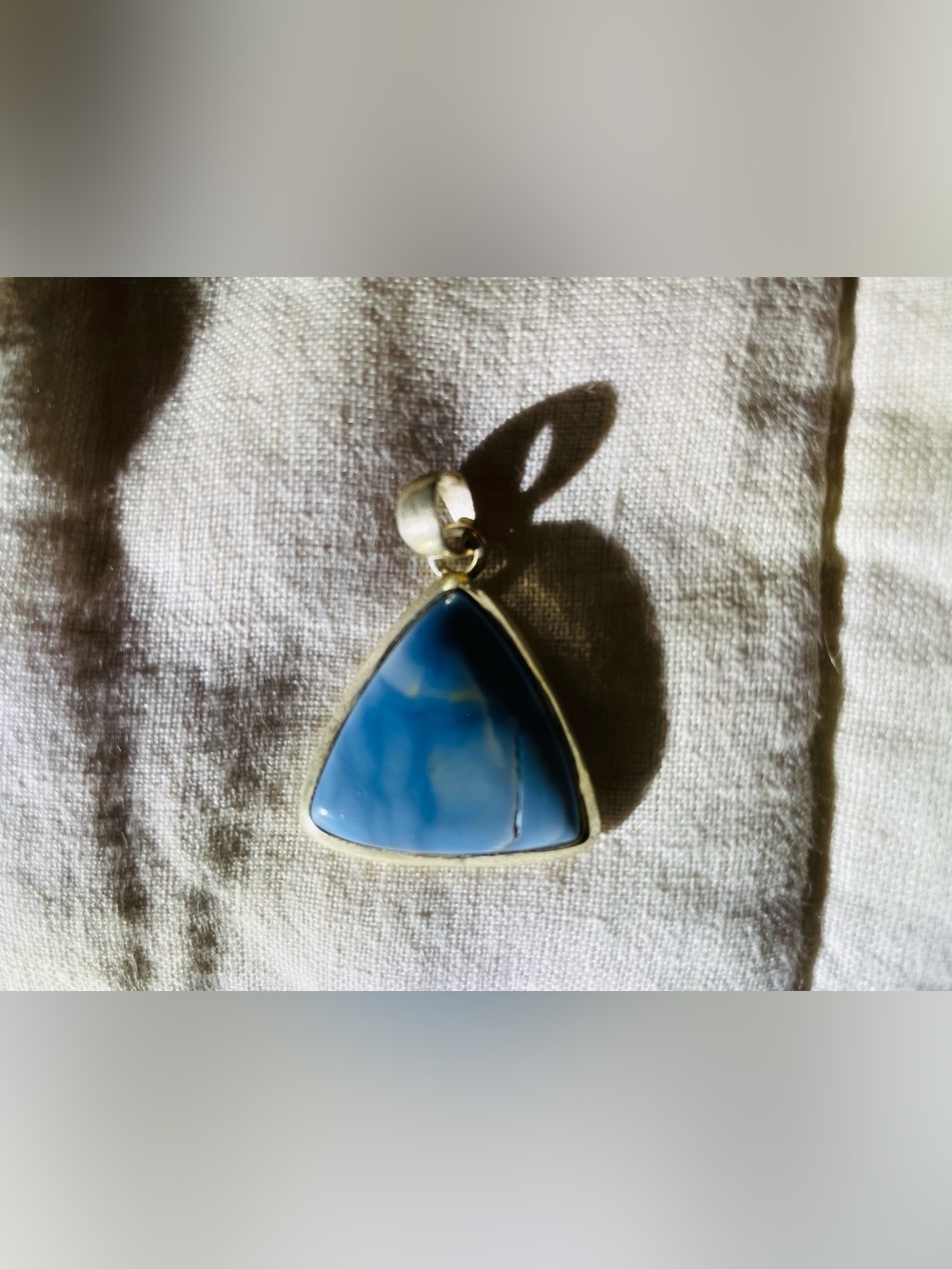 Blue Triangle Gem Stone Pendant Necklace set in Sterling Silver